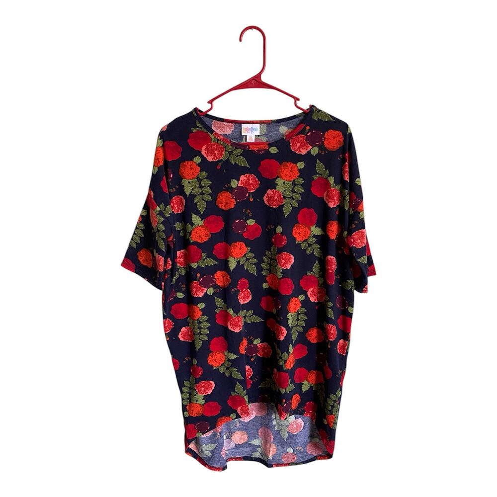 Lularoe Red Floral Irma Tunic Sz XS NWT Oversized